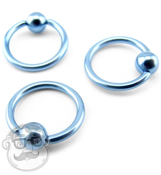 Light Blue Titanium Captive Ring