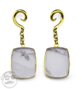 Light Pink Quartz Square Brass Hangers