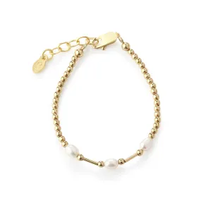 Little Girls 14K Gold-Plated Bracelet with Freshwater Pearls