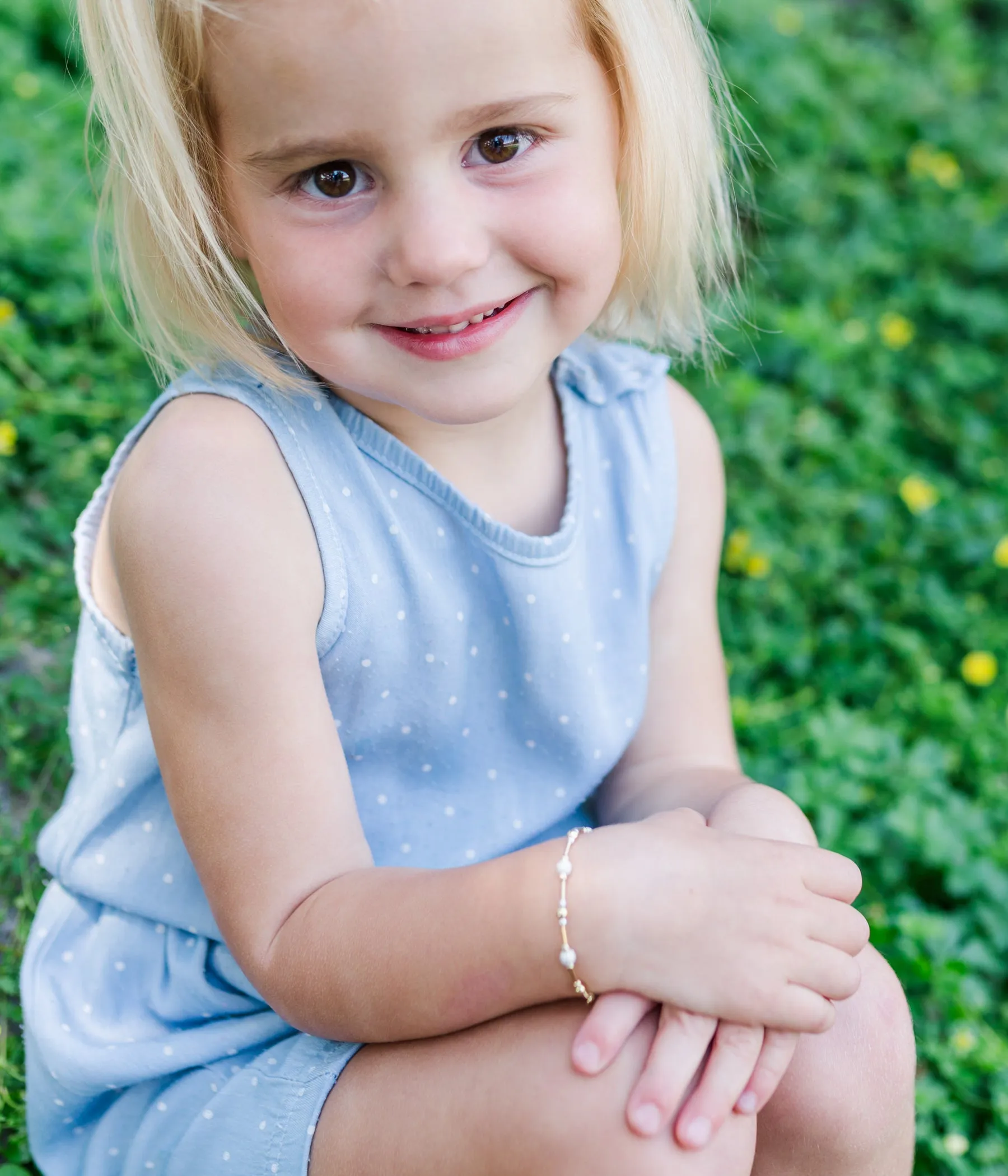 Little Girls 14K Gold-Plated Bracelet with Silver Stardust Beads