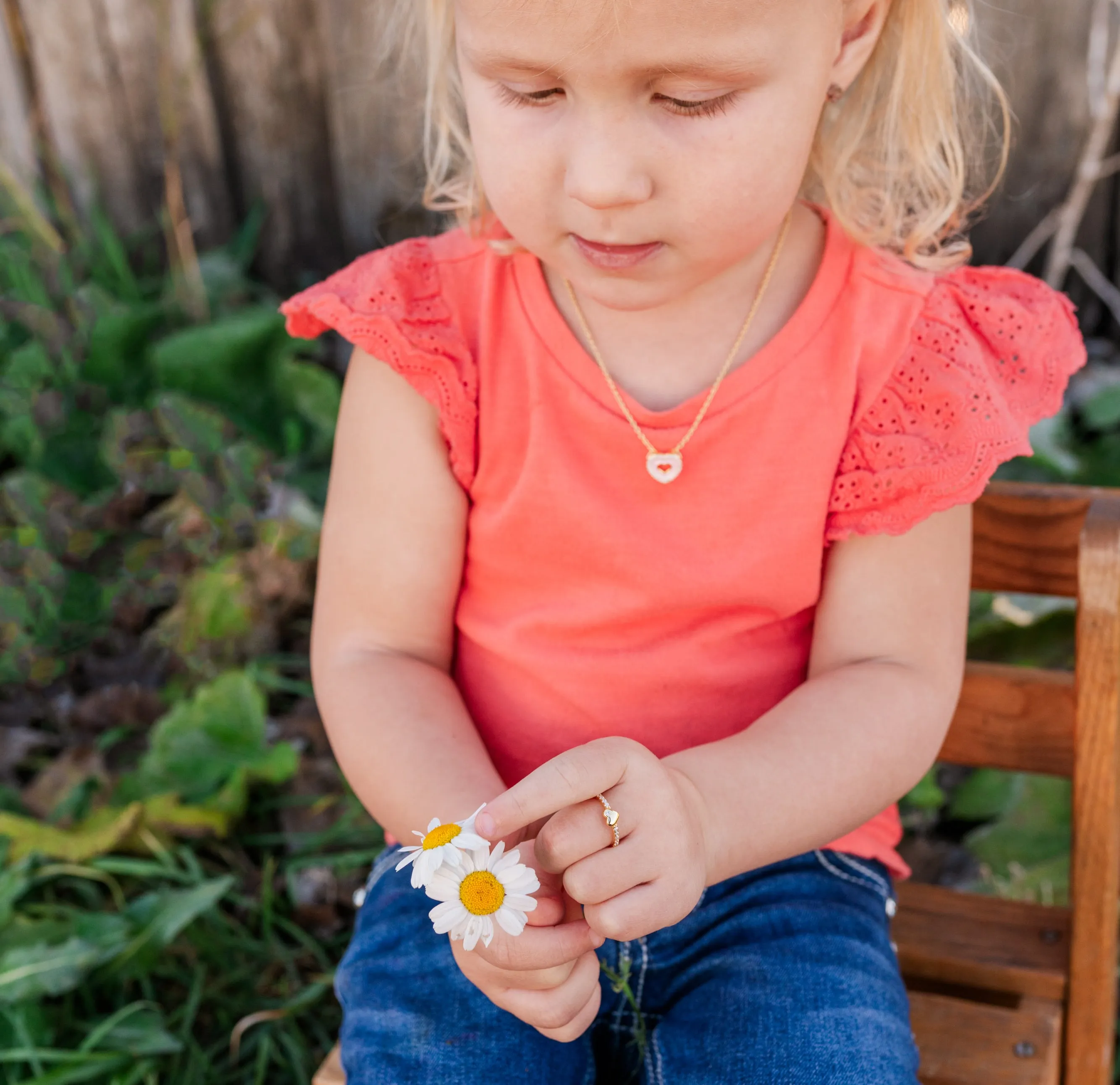 Little Girls Gold-Plated Puff Heart w/Pink CZs Ring for Toddlers and Kids