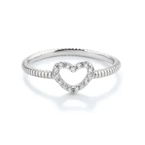 Little Girls Sterling Silver CZ Heart Baby Ring,