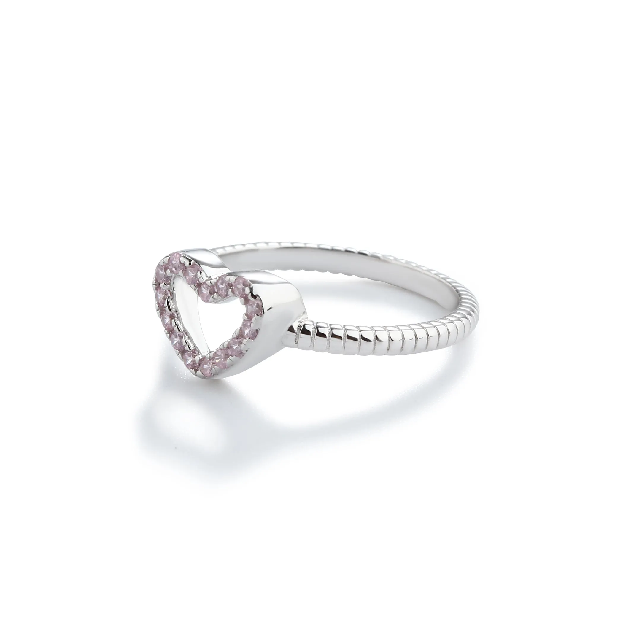Little Girls Sterling Silver Pink CZ Heart Baby Ring