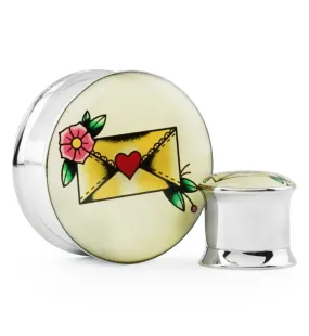 Love Letter Tattoo Steel Plugs
