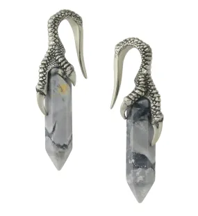 Maligano Jasper Stone Raven Claw White Brass Ear Weights