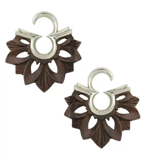 Mandala Wooden X White Brass Ear Weights