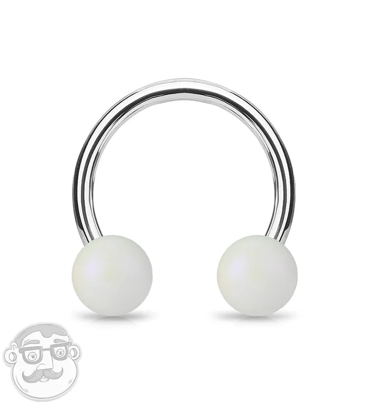 Matte White Stainless Steel Circular Barbell