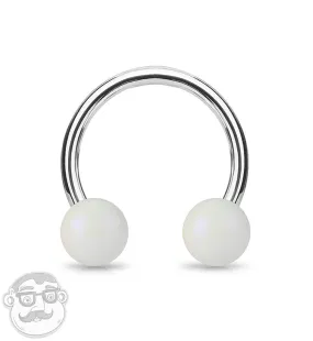 Matte White Stainless Steel Circular Barbell