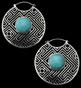 Mesh Howlite Turquoise Stone White Brass Ear Weights