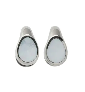 MOP Keyhole White Brass Ear Weights