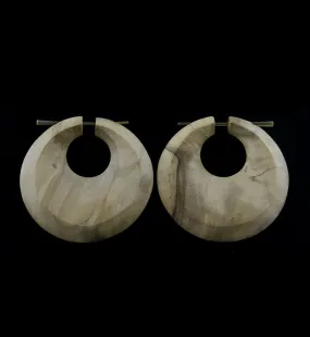 Olive Wood Annular Hoop Earrings