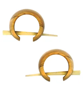 Olive Wood Cuff Stirrup Earrings