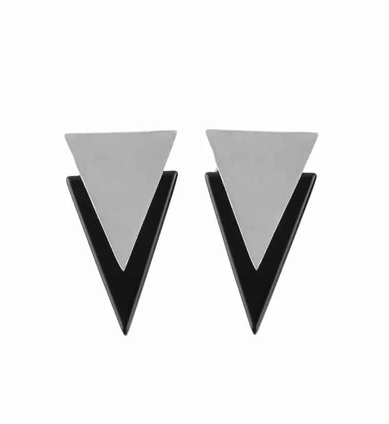 Onyx & White Brass Nabla Ear Weights (imperfect)