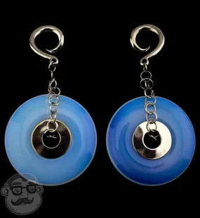 Opalite Glass Disk Brass Ear Weights
