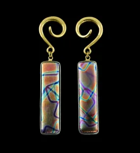 Orange Multi Abstract Glass Tower Ear Weights