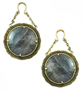 Orbit Labradorite Stone Hanging Brass Ear Weights