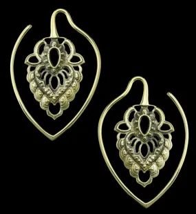 Ornate Teardrop Brass Ear Weights
