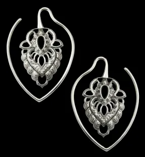 Ornate Teardrop White Brass Ear Weights