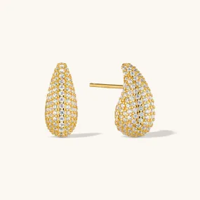 Pave Dome Earrings in Gold