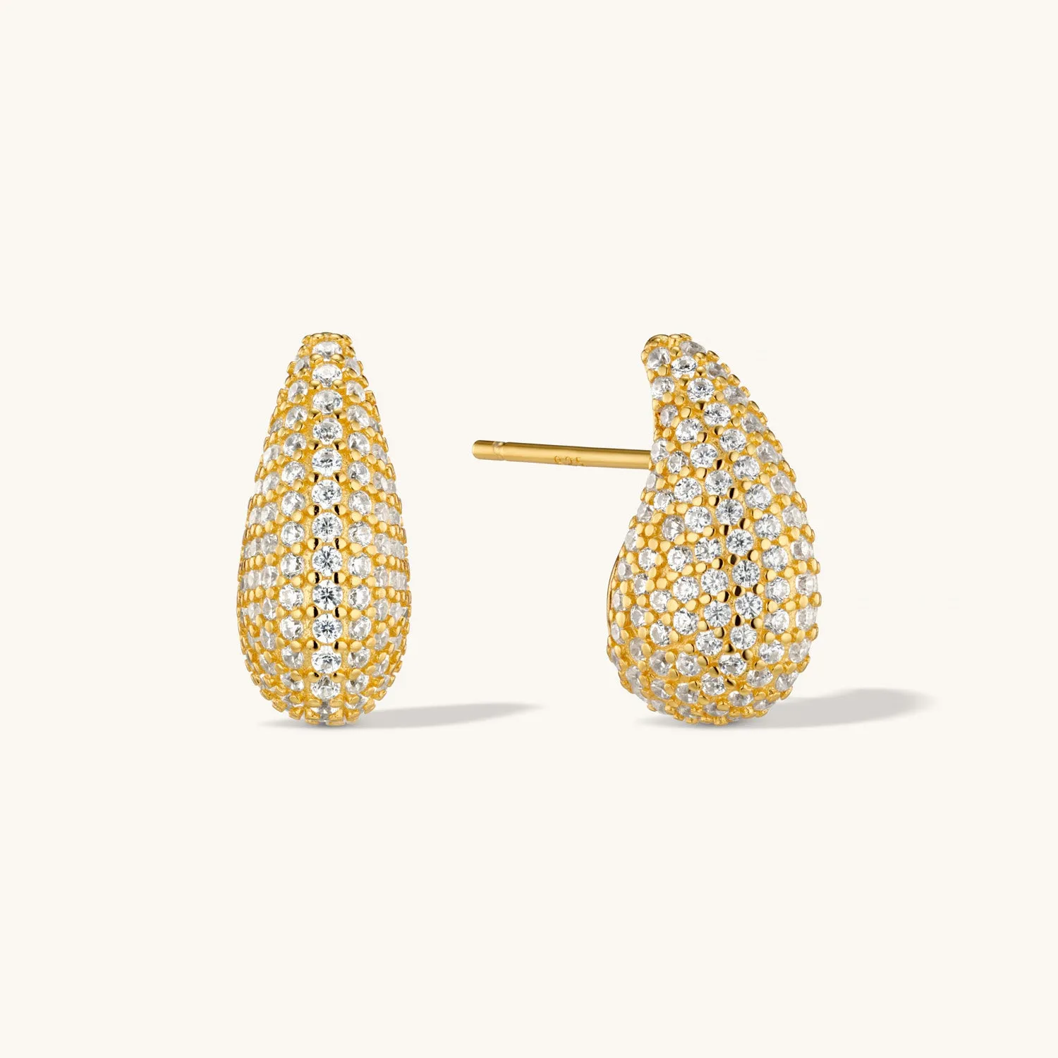 Pave Dome Earrings in Gold