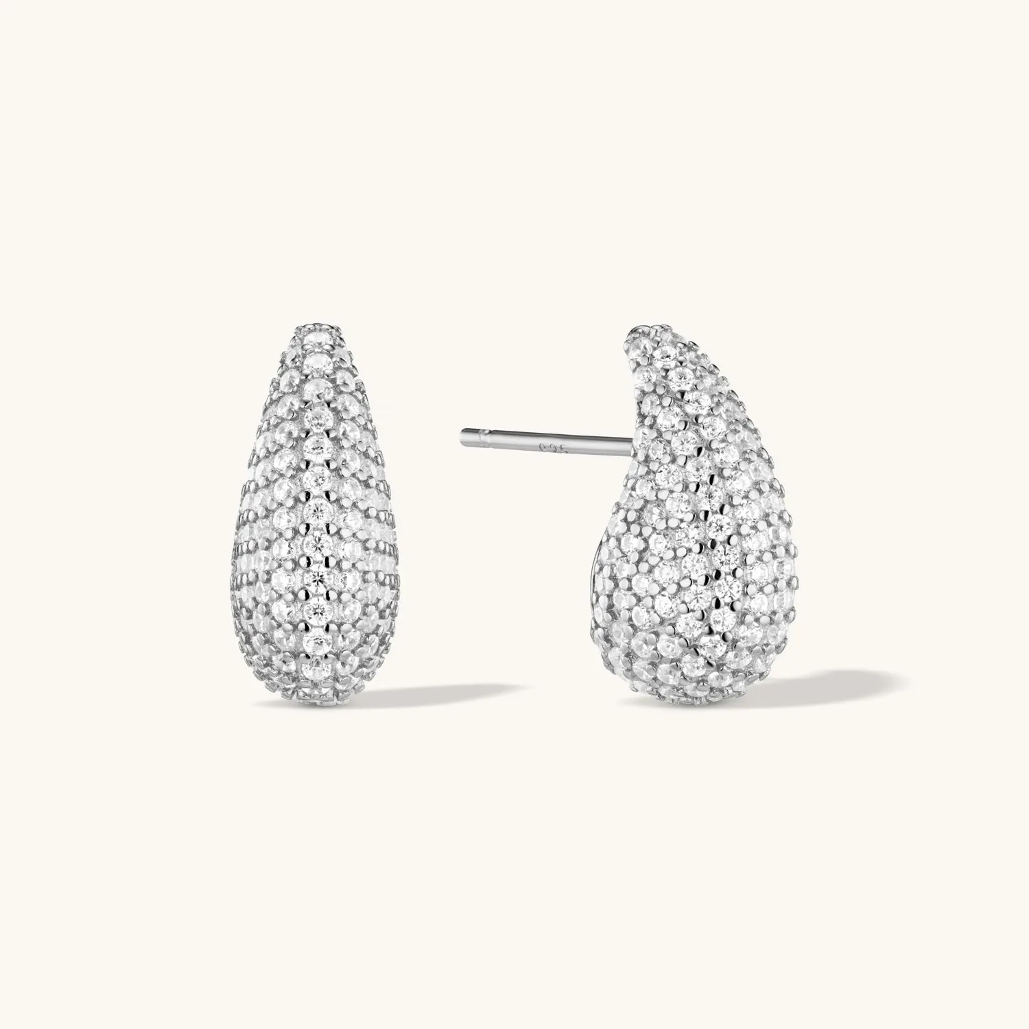 Pave Dome Earrings in Silver