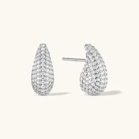 Pave Dome Earrings in Silver