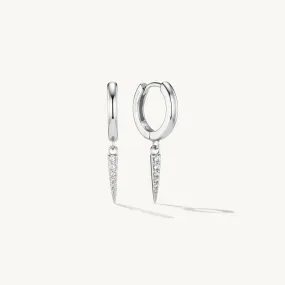Pave Drop Earrings Silver