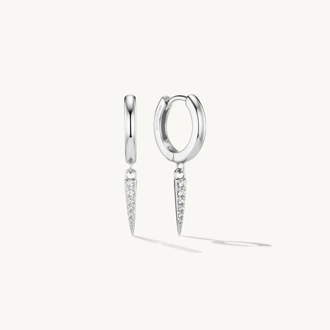 Pave Drop Earrings Silver