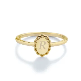 Personalized 14K Gold Plated Scalloped Oval Baby Ring with FREE Personalization