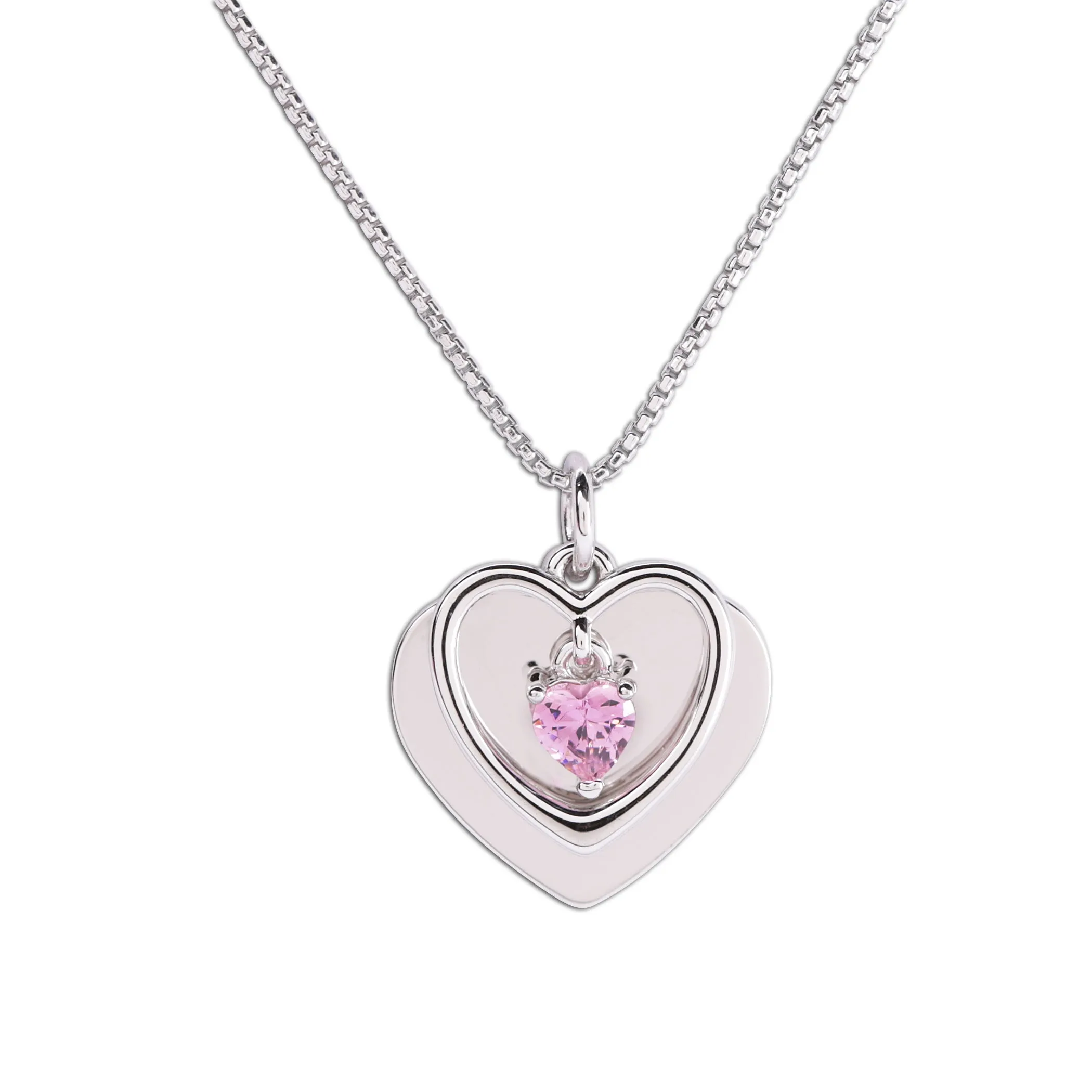 Personalized Sterling Silver FREE Engraved Birthstone Dancing Heart Necklace for Girls