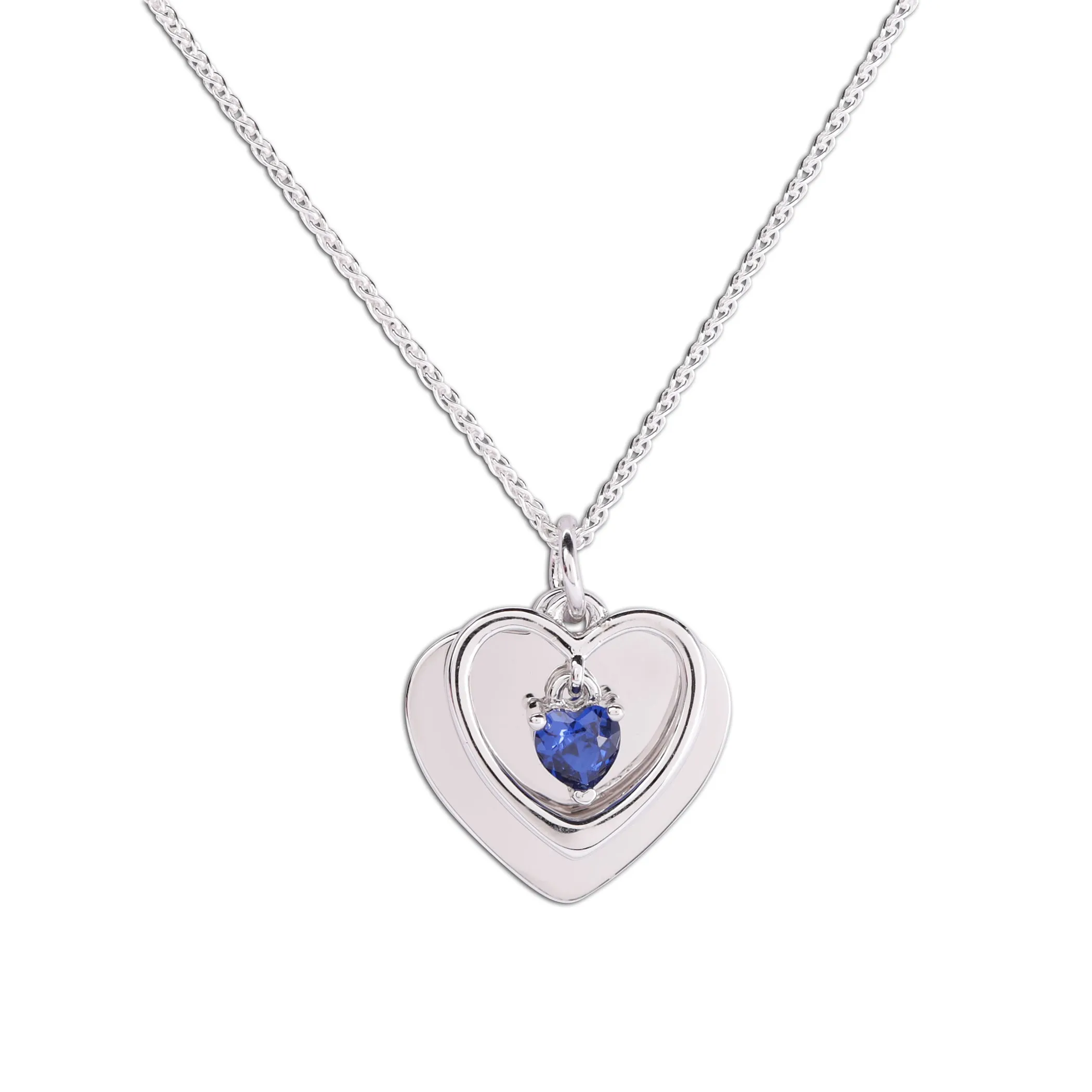Personalized Sterling Silver FREE Engraved Birthstone Dancing Heart Necklace for Girls
