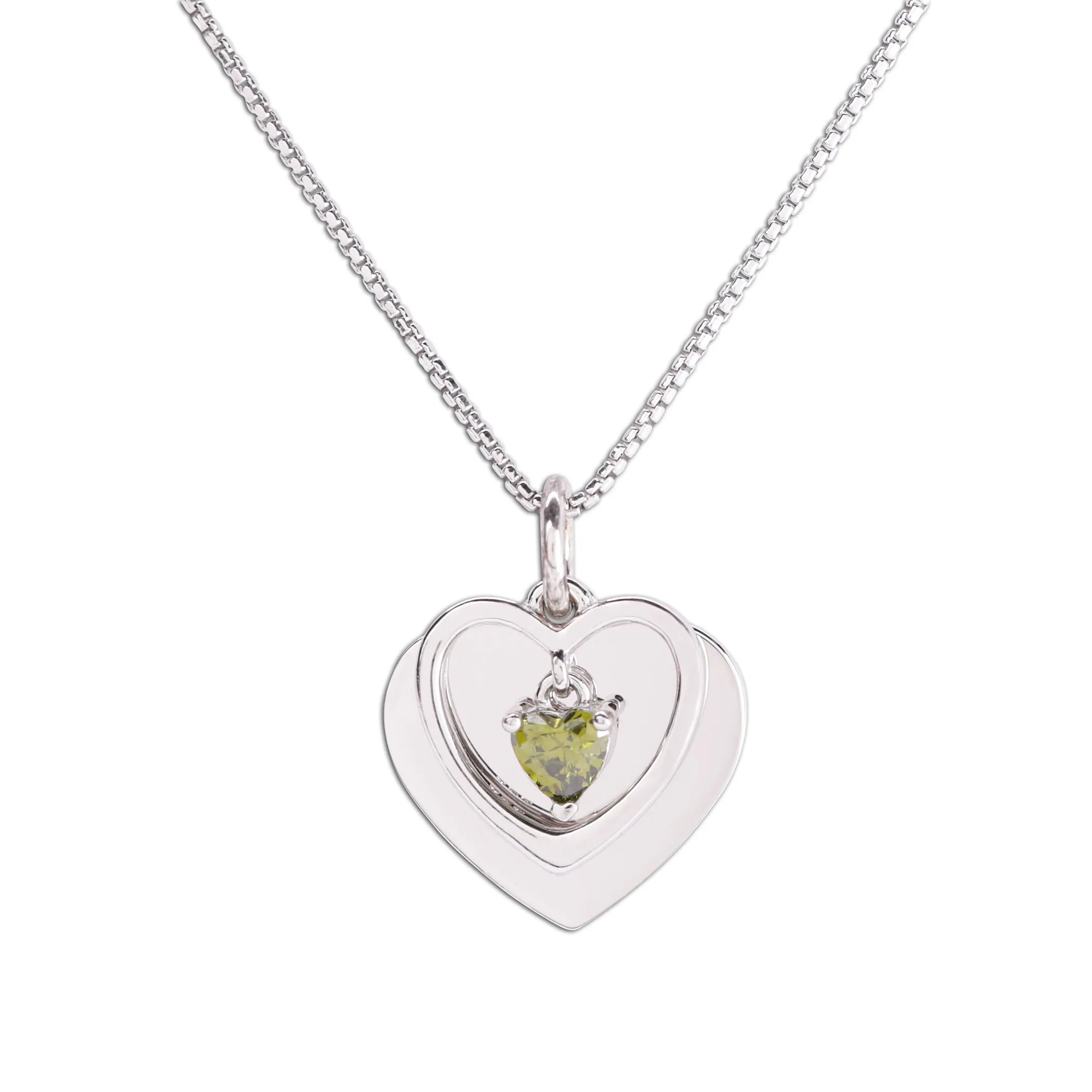 Personalized Sterling Silver FREE Engraved Birthstone Dancing Heart Necklace for Girls