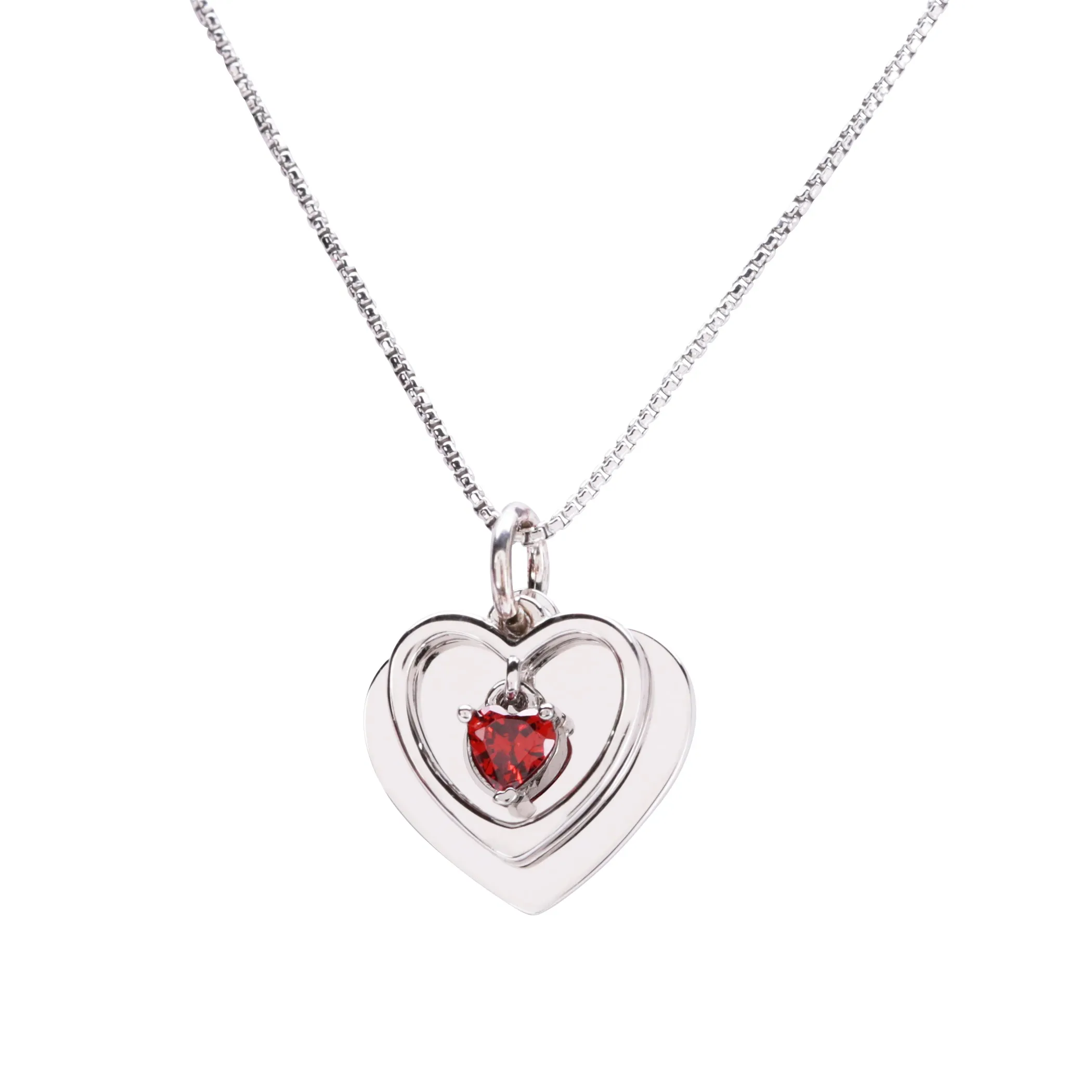 Personalized Sterling Silver FREE Engraved Birthstone Dancing Heart Necklace for Girls