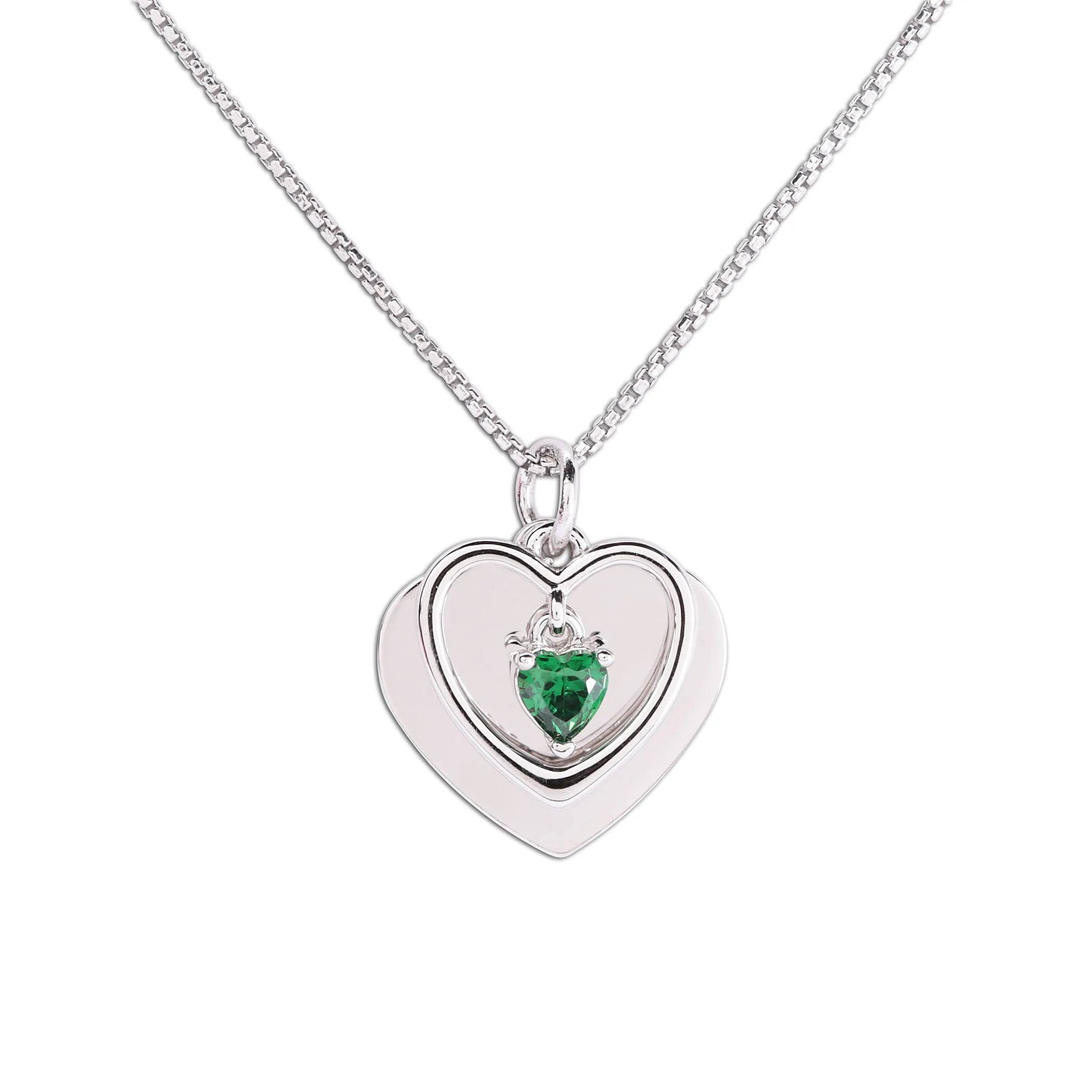 Personalized Sterling Silver FREE Engraved Birthstone Dancing Heart Necklace for Girls