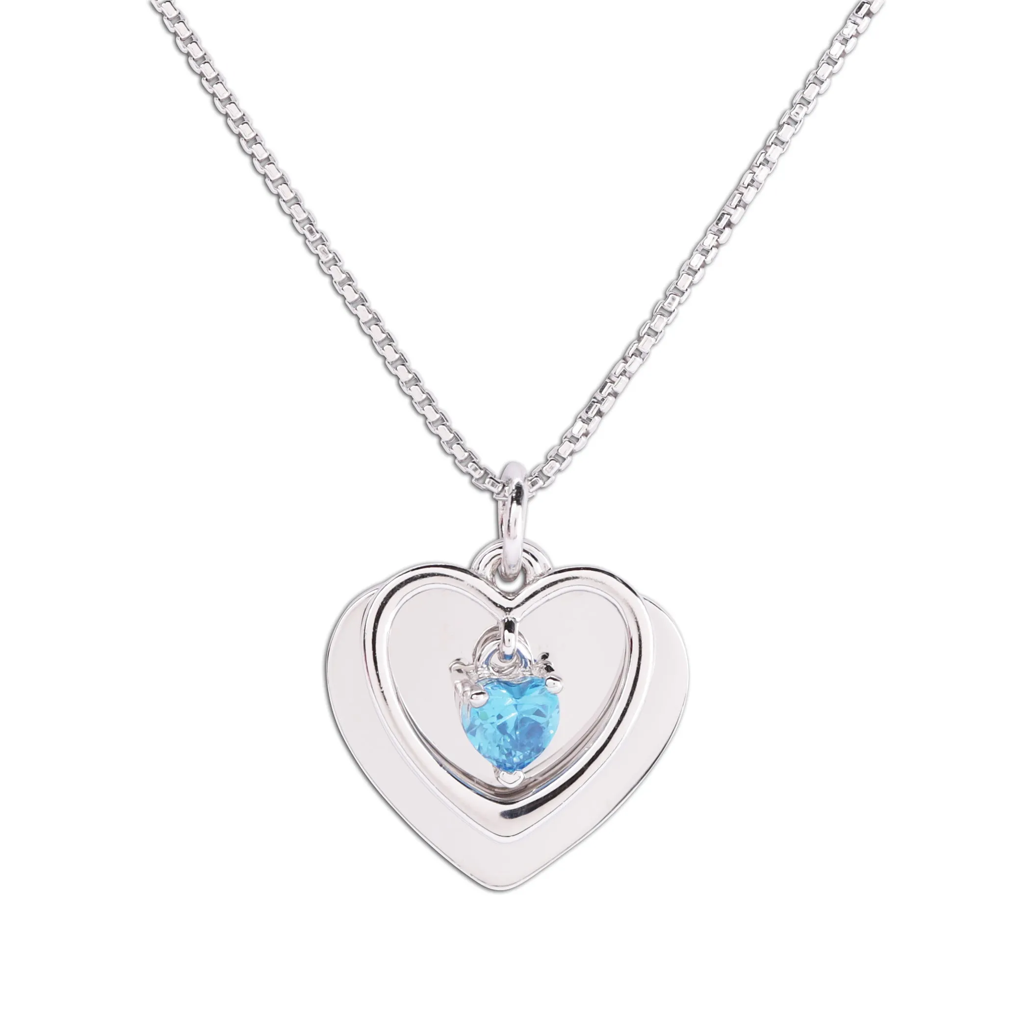 Personalized Sterling Silver FREE Engraved Birthstone Dancing Heart Necklace for Girls