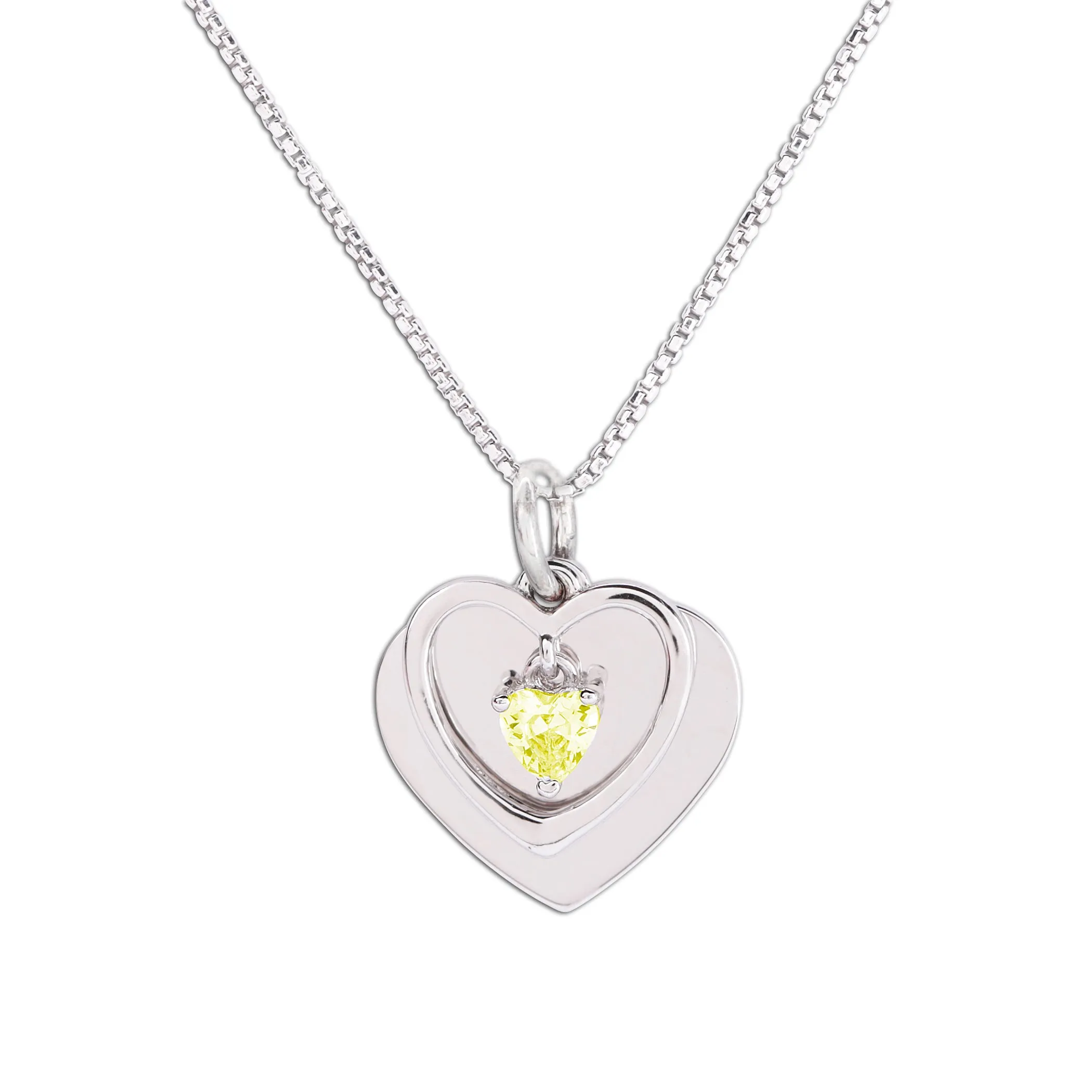 Personalized Sterling Silver FREE Engraved Birthstone Dancing Heart Necklace for Girls
