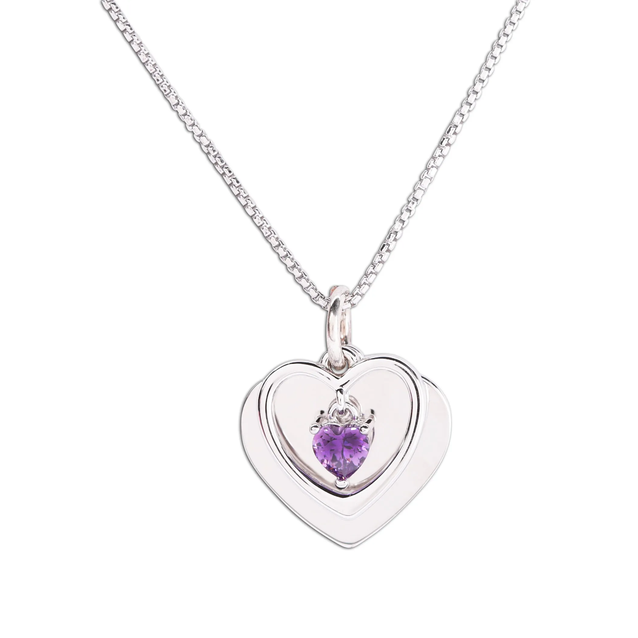 Personalized Sterling Silver FREE Engraved Birthstone Dancing Heart Necklace for Girls