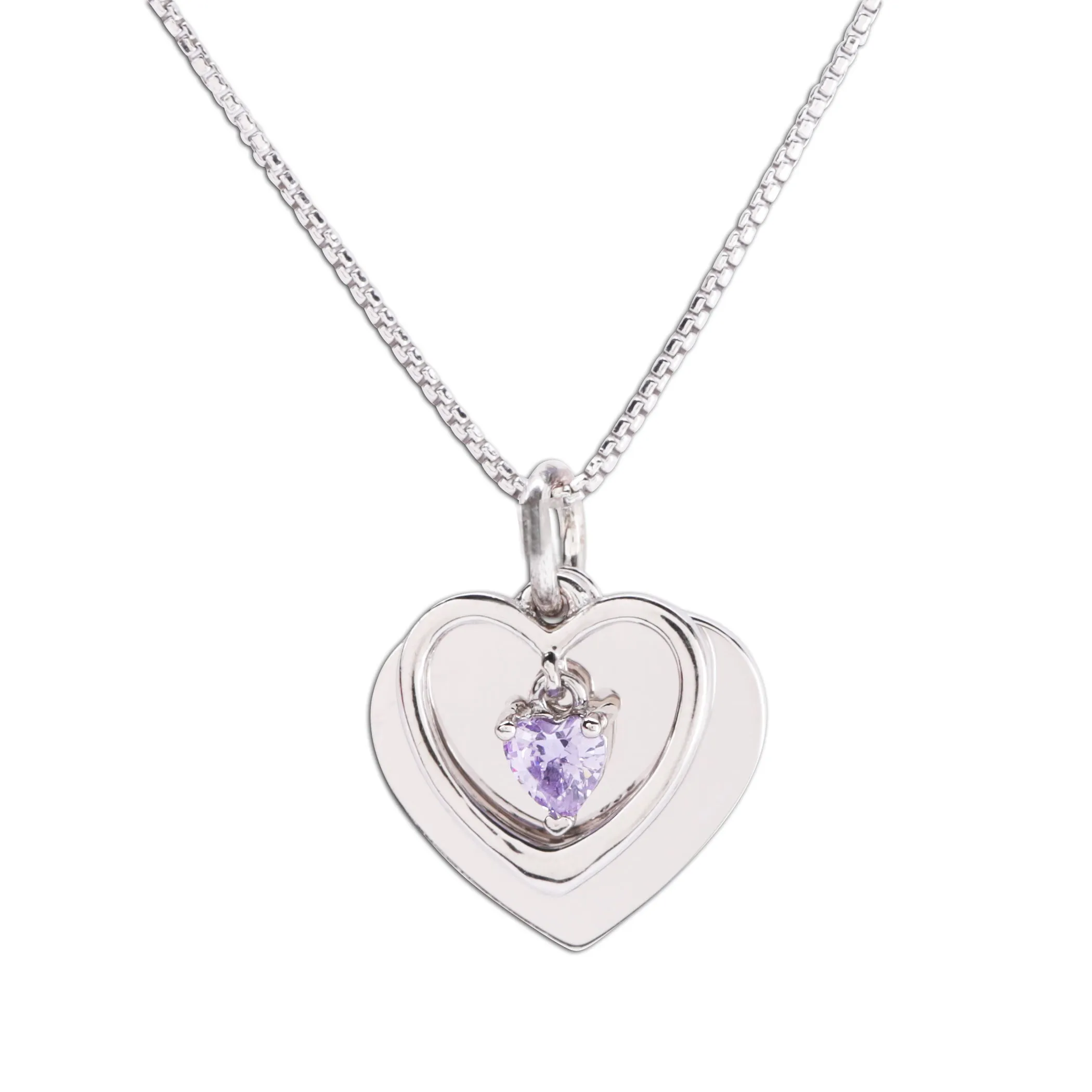 Personalized Sterling Silver FREE Engraved Birthstone Dancing Heart Necklace for Girls