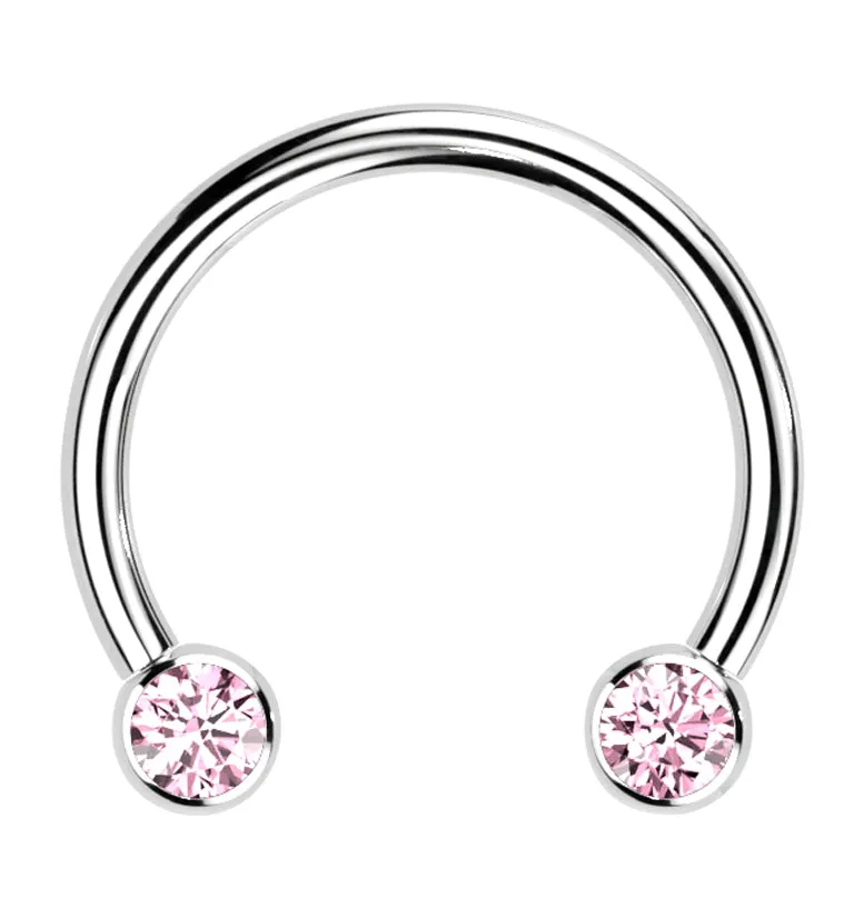 Pink CZ Threadless Titanium Circular Barbell