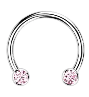 Pink CZ Threadless Titanium Circular Barbell