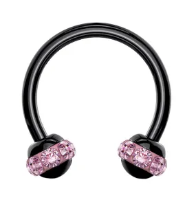Pink Gem Orb Black Circular Barbell