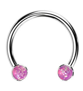 Pink Opalite Threadless Titanium Circular Barbell