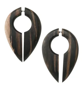 Pocket Areng Wood Fake Gauge Keyhole Earrings
