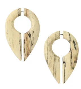Pocket Tamarind Wood Fake Gauge Keyhole Earrings