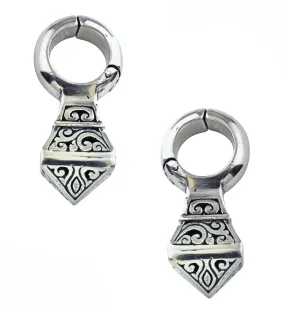 Pointed Totem White Brass Hinged Ear Weights