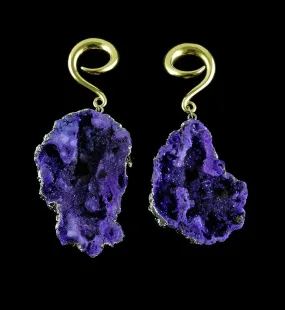 Purple Druzy Agate Slice Hangers