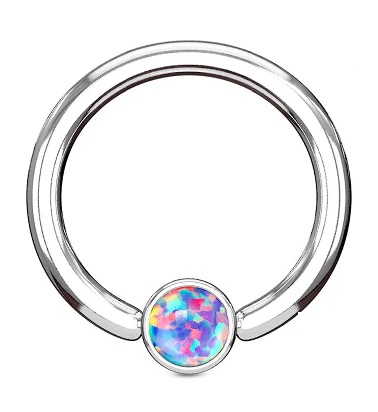 Purple Opalite Flat Disk Captive Ring