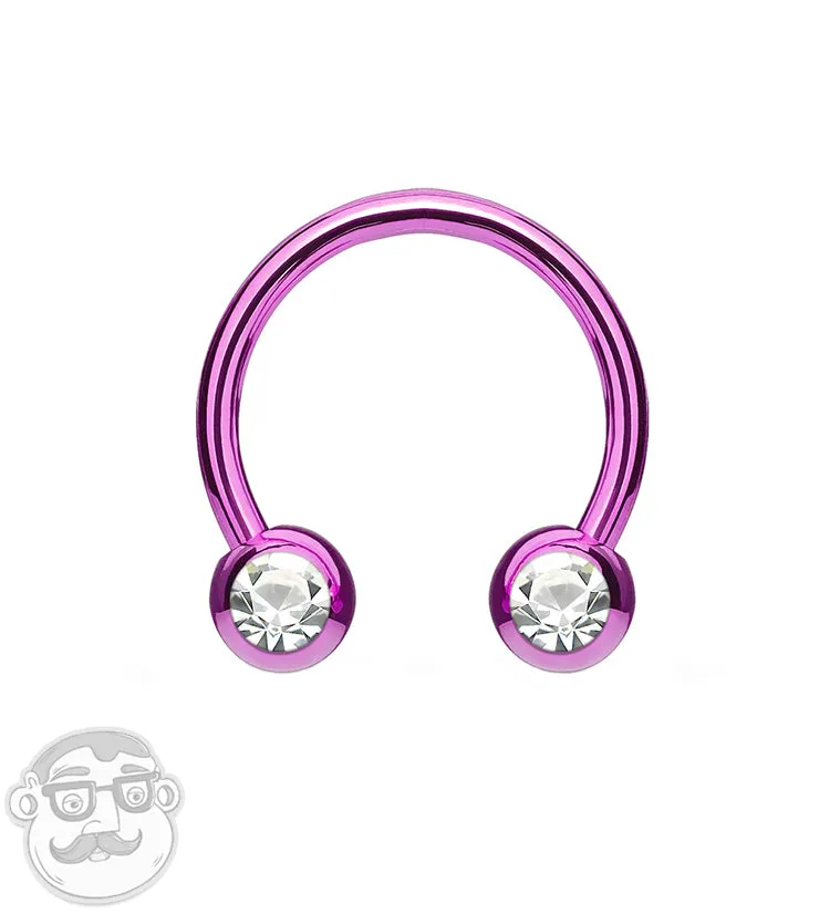 Purple PVD CZ Circular Barbell
