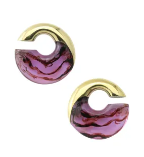 Purple Resin Streak Brass Ear Weights