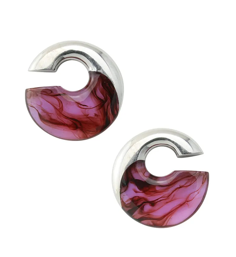 Purple Resin Streak White Brass Ear Weights